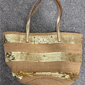 Kate Spade Tan and Gold Sequin Tote
